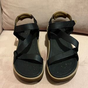 Teva Black Strappy Platform Sandals